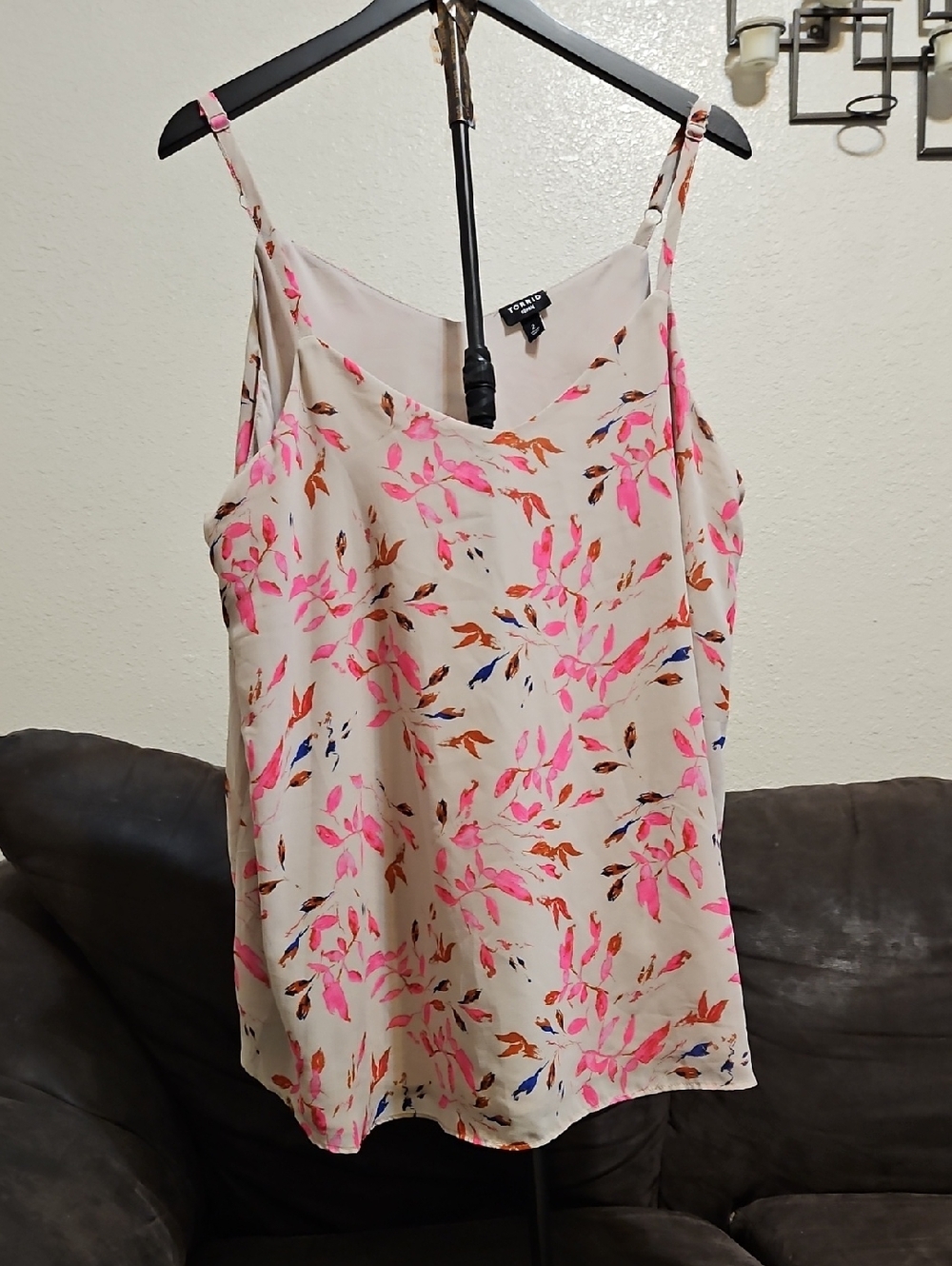 torrid Cream Floral Print Cami with Pink, Orange & Blue Accents